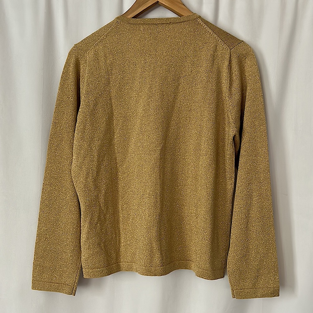Jetal Silk Gold Metallic Thread Button Front Long Sleeve Shirt Top **Sz L** - Picture 2 of 4